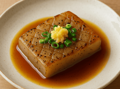 こんにゃくステーキの香味レモンだれ